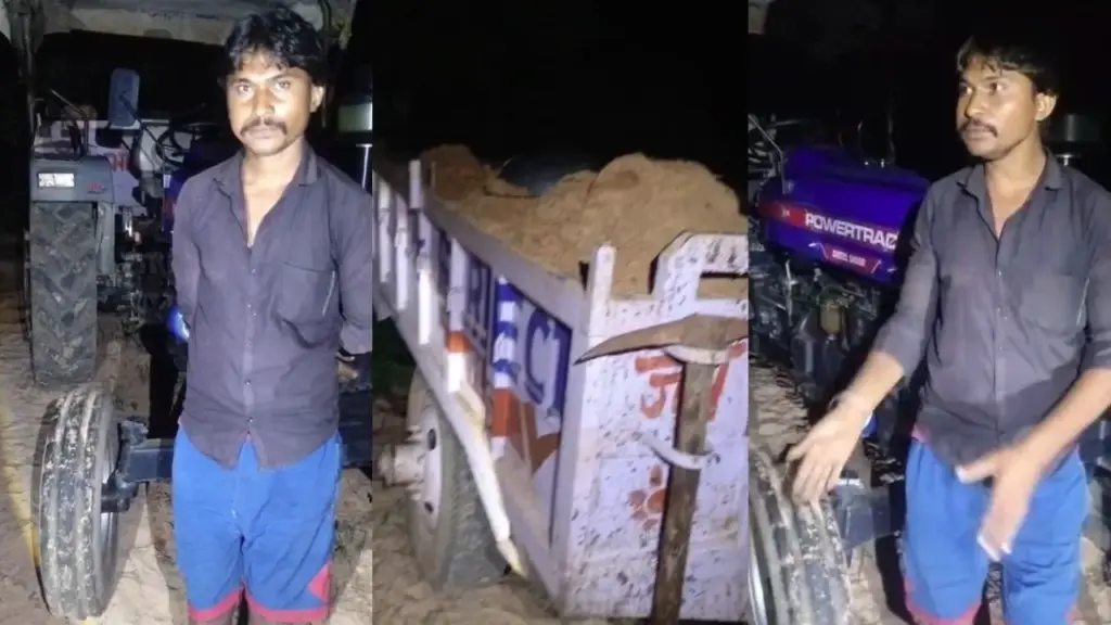 satna majhgawan Illegal sand mining tractor trolley seized