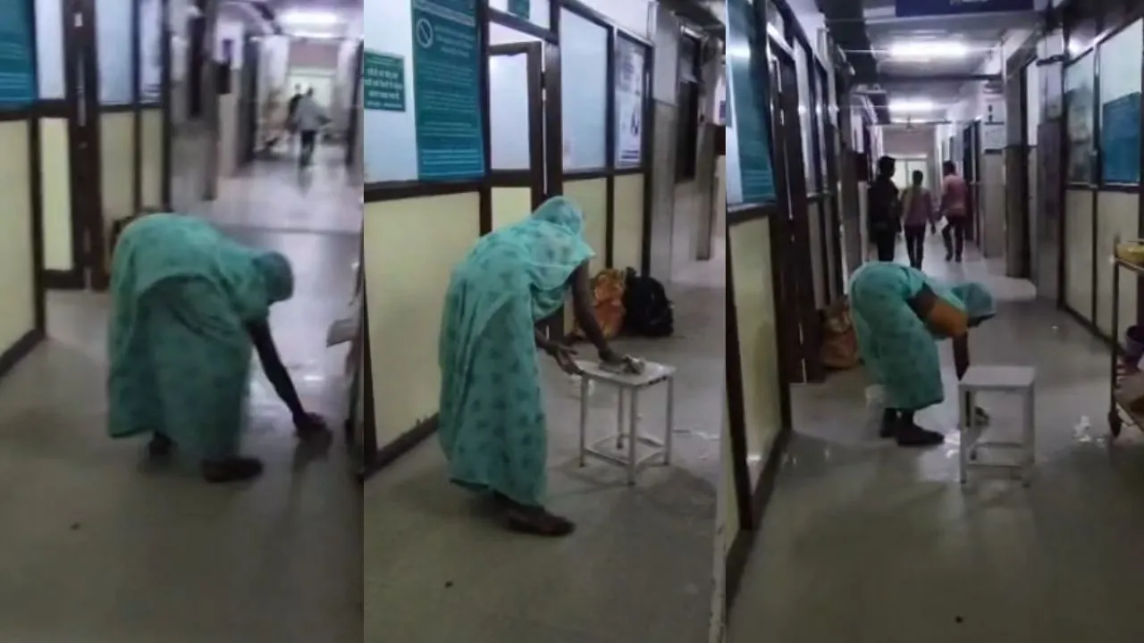 damoh hospital patient mother was made to clean floor