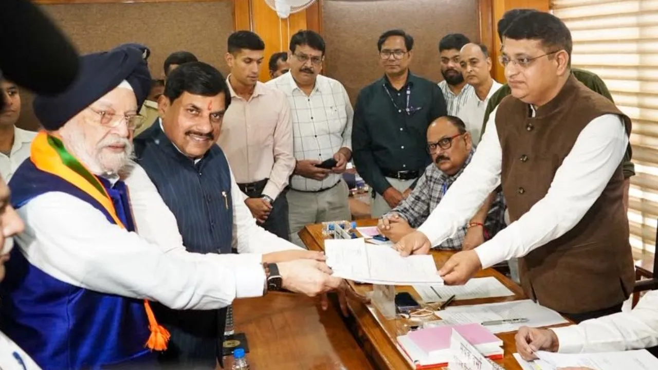 union minister Hardeep singh puri filed nomination rajya sabha by poll