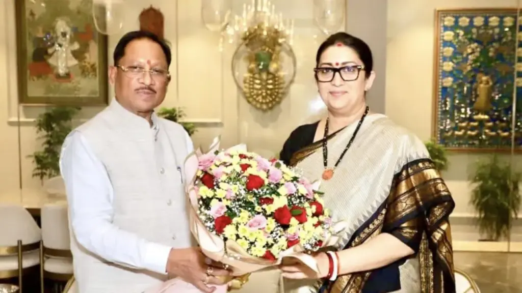 CM Sai met Smriti Irani.
