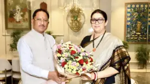 CM Sai met Smriti Irani.