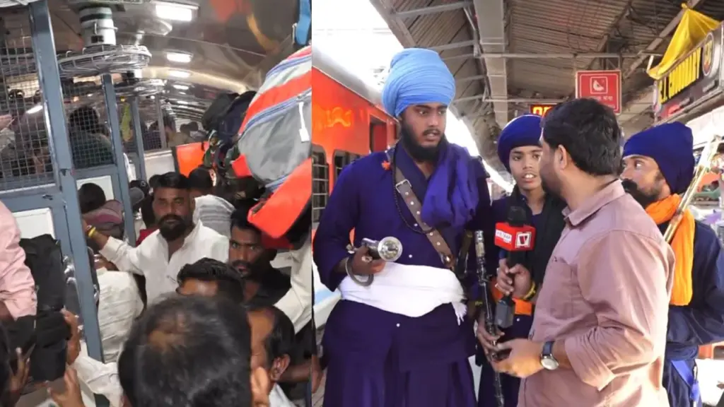 Members of the Sikh community set off from Bhopal for Delhi.