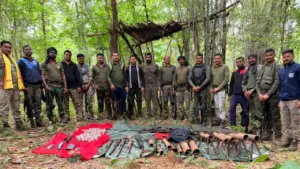 Police seized Naxal weapons.
